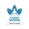 Blue and White Minimalist Simple Yoga Logo
